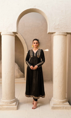 Embellished Black Anghrakha Set
